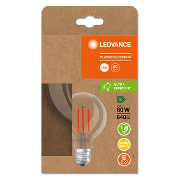 LEDVANCE LED globe95 filament 840lm 4W/830 (60W) E27 energyclass A 4099854002908