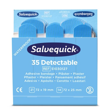 Salvequick Blue detectable Plaster, 35 pcs/refill 51030127