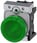 Indikatorlys, 22 mm, rund, metal, skinnende, grøn, glat linse, med holder, LED modul, med integreret LED 230V AC, skrue terminal 3SU1156-6AA40-1AA0 miniature