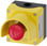 Nødstopkasse, 22 mm, rund, kapsling;metal, top; gul, med beskyttelseskrave, nødstop paddehattetrykknap i rød, 40 mm, skrue 3SU1851-0NA00-2AC2 miniature