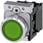 Lystrykknap, 22 mm, rund, metal, skinnende, grøn, flad, momentan kontakt type, med holder, 1NO, LED modul, med integreret LED 24V 3SU1152-0AB40-1BA0 miniature