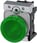 Indikatorlys, 22 mm, rund, metal, skinnende, grøn, glat linse, med holder, LED modul, med integreret LED 24V AC/DC, skrue terminal 3SU1152-6AA40-1AA0 miniature