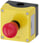 Nødstopkasse, 22 mm, rund, plastik kapsling, gul top, nødstop paddehatte trykknap i rød, 40 mm, skrue 3SU1801-0NA00-2AA2 miniature