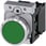 trykknap, 22 mm, rund, metal, skinnende, grøn, flad, momentan kontakt type 3SU1150-0AB40-1BA0 miniature