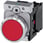 trykknap, 22 mm, rund, metal, skinnende, rød, flad, momentan kontakt type 3SU1150-0AB20-1CA0 miniature
