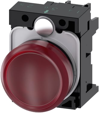 Indikatorlys, 22 mm, rund, plastik, rød, glat linse, med holder, LED modul 3SU1106-6AA20-1AA0 3SU1106-6AA20-1AA0