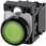 Lystrykknap, 22 mm, rund, plastik, grøn, flad, momentan kontakt type, med holder, 1NO, LED modul 3SU1102-0AB40-1BA0 miniature
