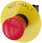 Nødstop paddehatte Trykknap, 22 mm, rund, plastik, rød, 40 mm, låsende, låsende, Drej for at frigøre, med gul bagplade 3SU1100-1HB20-1CH0 miniature