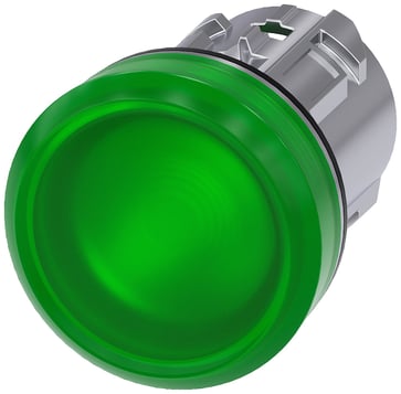 Indikatorlys, 22mm, rund, Metal, Skinnende, Grøn 3SU1051-6AA40-0AA0