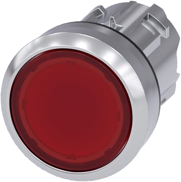 Lystrykknap, 22 mm, rund, metal, skinnende, rød, flad 3SU1051-0AB20-0AA0