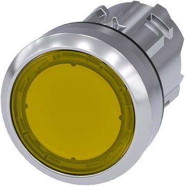 Lystrykknap 22 mm, rund, metal, skinnende, gul, flad 3SU1051-0AB30-0AA0