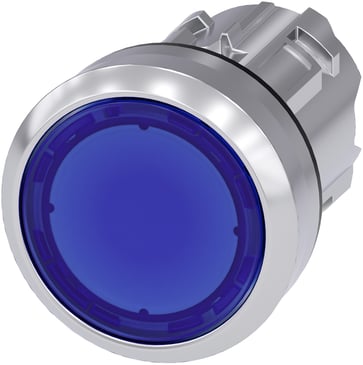 Lystrykknap 22 mm, rund, metal, skinnende, blå, flad 3SU1051-0AB50-0AA0
