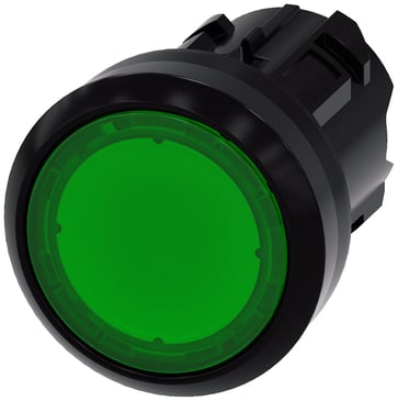 Lystrykknap, 22 mm, rund, plastik, grøn, flad 3SU1001-0AB40-0AA0