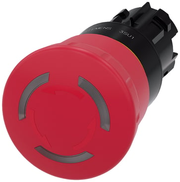 Nødstop paddehatte trykknap, kan blive oplyst, 22mm, rund, plastik, rød 3SU1001-1HB20-0AA0