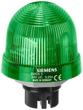 Integreret signal lamp, kontinuerligt lys, med integreret LED, grøn, 24 V AC/DC, 8WD5320-5AC
