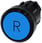 Trykknap, 22 mm, rund, plastik, blå, inskription: R, Trykknap, flad, 3SU1000-0AB50-0AR0 miniature