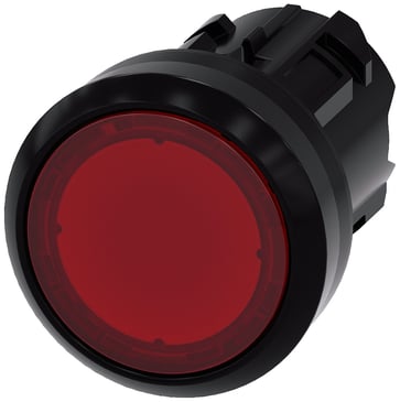 Lystrykknap, 22 mm, rund, plastik, rød, Trykknap, flad, låsende, 3SU1001-0AA20-0AA0