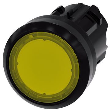 Lystrykknap, 22 mm, rund, plastik, gul, Trykknap, flad, låsende, 3SU1001-0AA30-0AA0