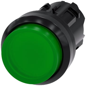 Lystrykknap, 22 mm, rund, plastik, grøn, Trykknap, forhøjet 3SU1001-0BB40-0AA0