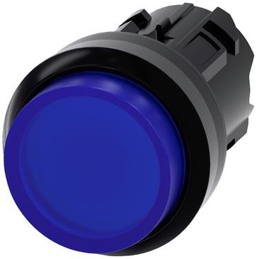 Lystrykknap, 22 mm, rund, plastik, blå, Trykknap, forhøjet 3SU1001-0BB50-0AA0