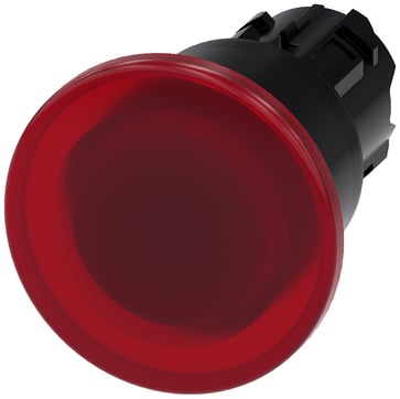 Belyst paddehattetryk, 22 mm, rund, plastik, rød, 40 mm, låsende, 3SU1001-1BA20-0AA0