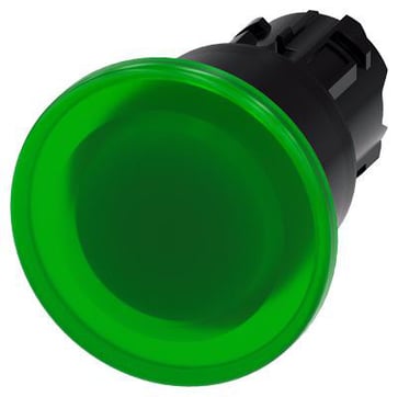 Belyst paddehattetryk, 22 mm, rund, plastik, grøn, 40 mm, låsende, 3SU1001-1BA40-0AA0