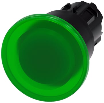Belyst paddehattetryk, 22 mm, rund, plastik, grøn, 40 mm, låsende, 3SU1001-1BA40-0AA0