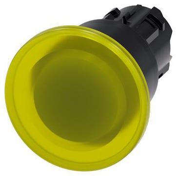 Belyst paddehattetryk, 22 mm, rund, plastik, gul, 40 mm, låsende, 3SU1001-1BA30-0AA0