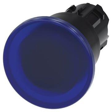 Belyst paddehattetryk, 22 mm, rund, plastik, blå, 40 mm, låsende, 3SU1001-1BA50-0AA0