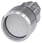 Trykknap, 22 mm, rund, metal, skinnede, hvid, front ring, forhøjet, 3SU1050-0CB60-0AA0 miniature