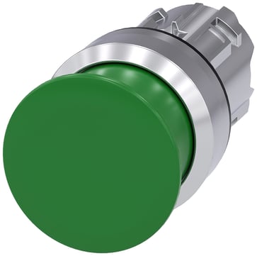 Paddetrykknap, 22 mm, rund, metal, skinnede, grøn, 30 mm, 3SU1050-1AD40-0AA0