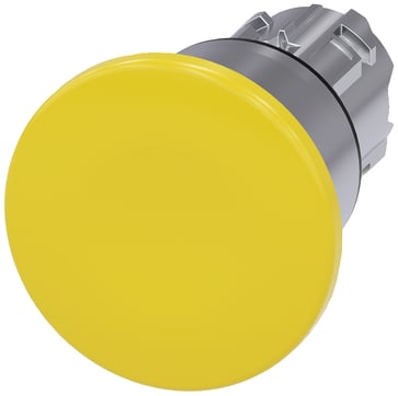 Paddetrykknap, 22 mm, rund, metal, skinnede, gul, 40 mm, låsende, 3SU1050-1BA30-0AA0