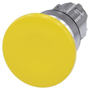 Paddetrykknap, 22 mm, rund, metal, skinnede, gul, 40 mm, 3SU1050-1BD30-0AA0
