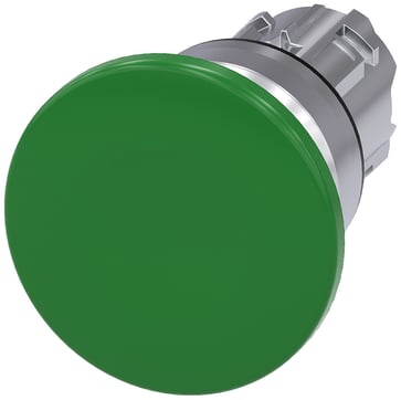 Paddetrykknap, 22 mm, rund, metal, skinnede, grøn, 40 mm, 3SU1050-1BD40-0AA0