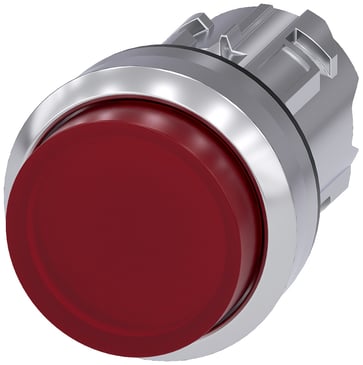 Lystrykknap, 22 mm, rund, metal, skinnede, rød, Trykknap, forhøjet, 3SU1051-0BB20-0AA0