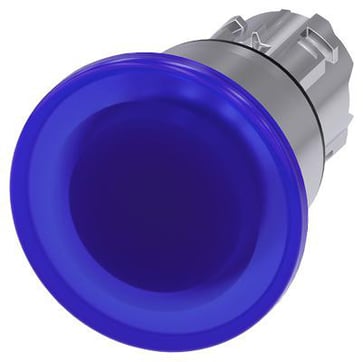 Belyst paddehattetryk, 22 mm, rund, metal, skinnede, blå, 40 mm, låsende, 3SU1051-1BA50-0AA0