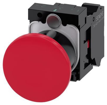 Paddetrykknap, 22 mm, rund, plastik, rød, 40 mm, låsende med holder, 1 NC, fjeder 3SU1100-1BA20-3CA0
