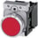 Trykknap, 22 mm, rund, metal, skinnede, rød, Trykknap, flad, med holder, 1 NO, skrue 3SU1150-0AB20-1BA0 miniature