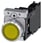 Lystrykknap, gul, Trykknap, flad, med holder, 1 NO+1 NC, LED modul med integreret LED 24 V AC/DC, fjeder 3SU1152-0AB30-3FA0 miniature