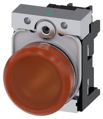 Indikatorlampe, rødbrun, linse, glat, med holder, LED modul med integreret LED 24 V AC/DC, skrue 3SU1152-6AA00-1AA0