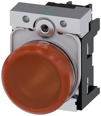 Indikatorlampe, rødbrun, linse, glat, med holder, LED modul med integreret LED 24 V AC/DC, skrue 3SU1152-6AA00-1AA0