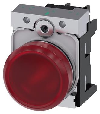 Indikatorlampe, rød, linse, glat, med holder, LED modul med integreret LED 110 V AC, skrue 3SU1153-6AA20-1AA0