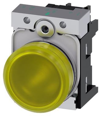 Indikatorlampe, gul, linse, glat, med holder, LED modul med integreret LED 110 V AC, skrue 3SU1153-6AA30-1AA0