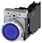 Lystrykknap, blå, Trykknap, flad, med holder, 1 NO+1 NC, LED modul med integreret LED 230 V AC, fjeder 3SU1156-0AB50-3FA0 miniature