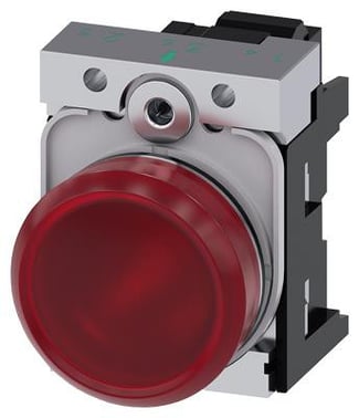 Indikatorlampe, rød, linse, glat, med holder, LED modul med integreret LED 230 V AC, fjeder 3SU1156-6AA20-3AA0