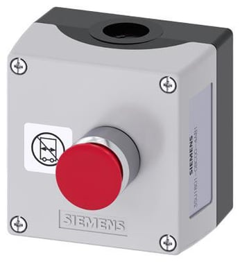 Kapsling  1 kontrol punkt, A = push-pull aktuator rød, metal, 30 mm, 1 NC, fjeder, bund motage, support, tilpasset label, 1xM20 3SU1801-0BC00-4AB1