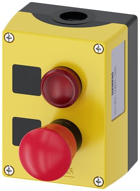 Kapsling  plastik,  2 kontrol punkter plastik, B=indikator lys rød, LED 24 V, skrue 3SU1802-0NB00-2AB2