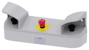 Tohånds betjeningskonsol  3 kontrol punkter plastik, 8 yderligere huller 2 Paddetryknapper sort 40 mm 3SU1803-3NB00-1AE1