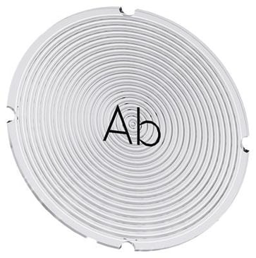 Inskription plade for lystrykknap, rund, hvid med sort font, inskription: In 3SU1900-0AB71-0AB0