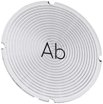 Inskription plade for lystrykknap, rund, hvid med sort font, inskription: Down 3SU1900-0AB71-0AE0